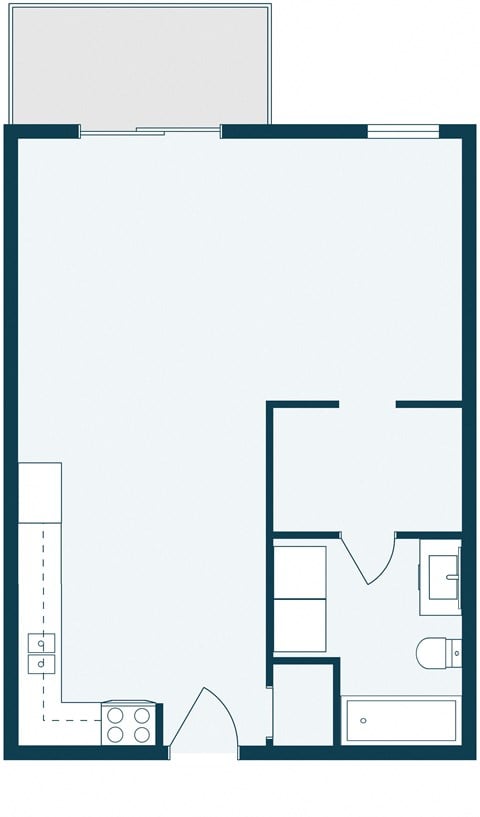 Floor plan for studio, 1 bath, 560 sqft